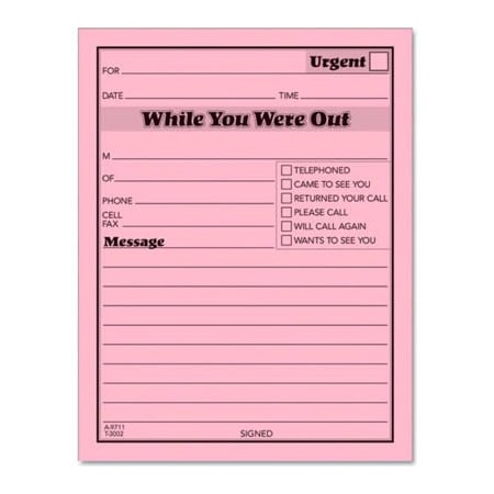 Tops Business Forms Tops While You Were Out 1-Sided Form 4-1/4in x 5-1/2in 50 Sheets/Pad, 12PK TOP3002P
